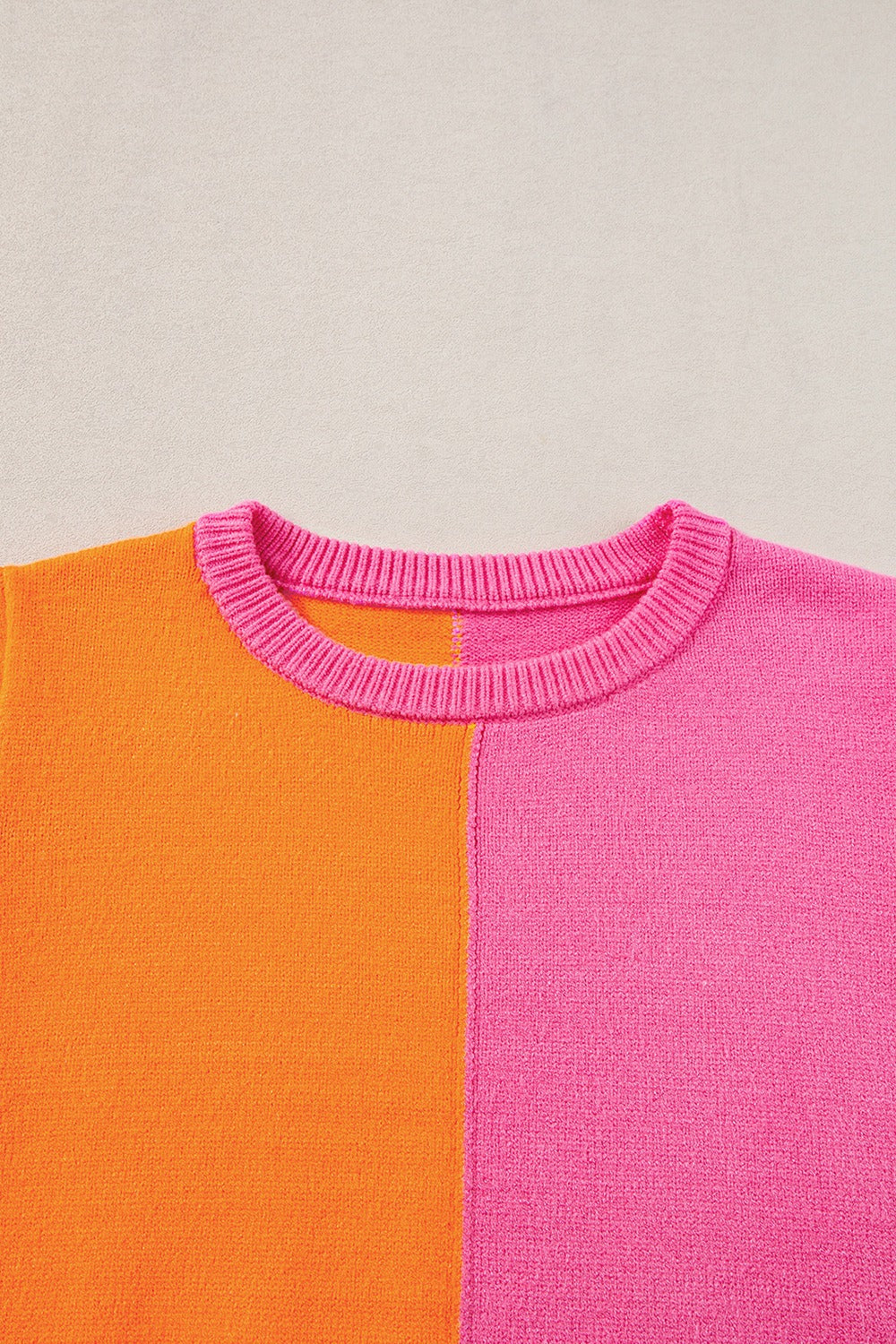 Contrast Round Neck Cap Sleeve Sweater-Angel Casuals