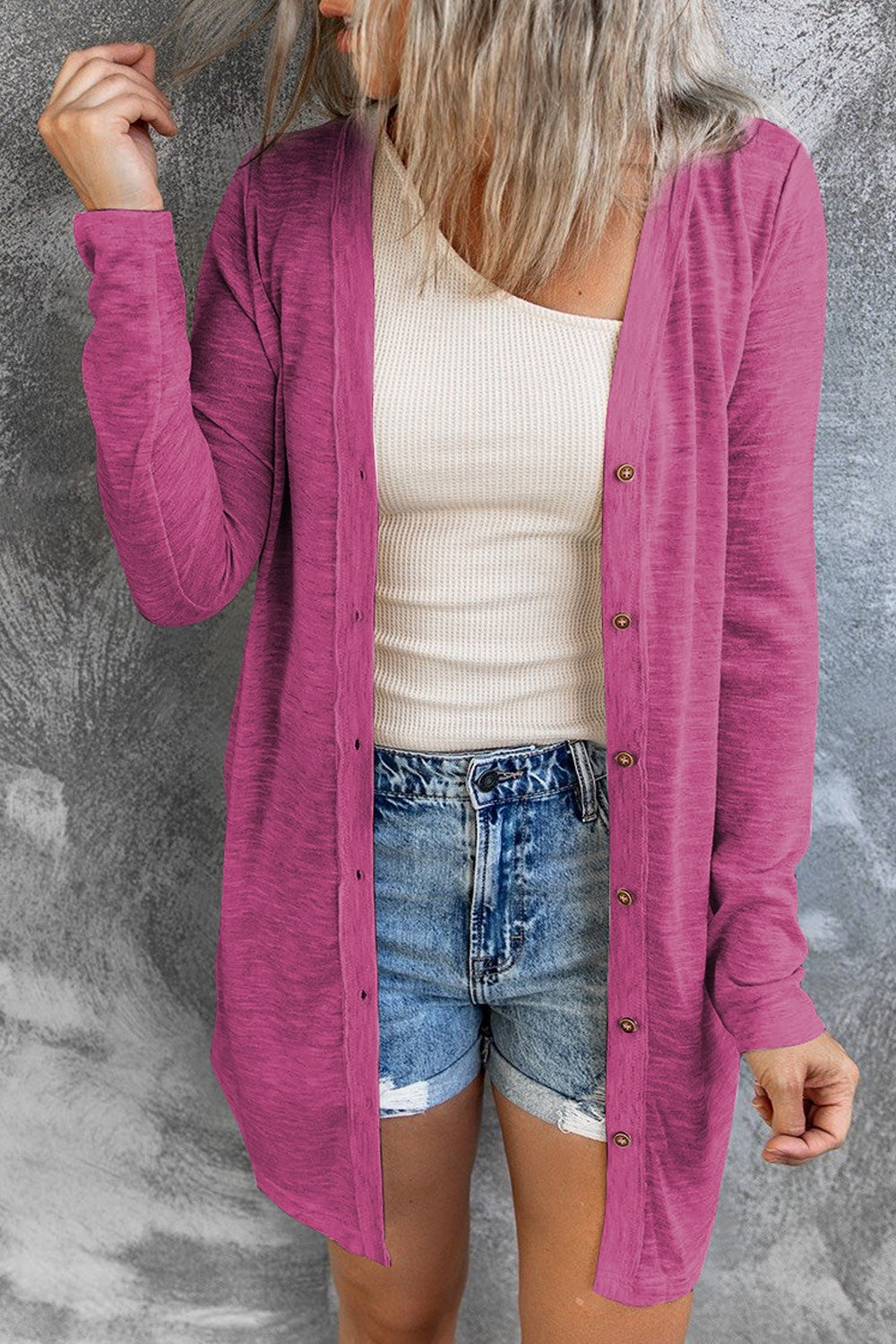 Button Up Long Sleeve Cover Up-Angel Casuals