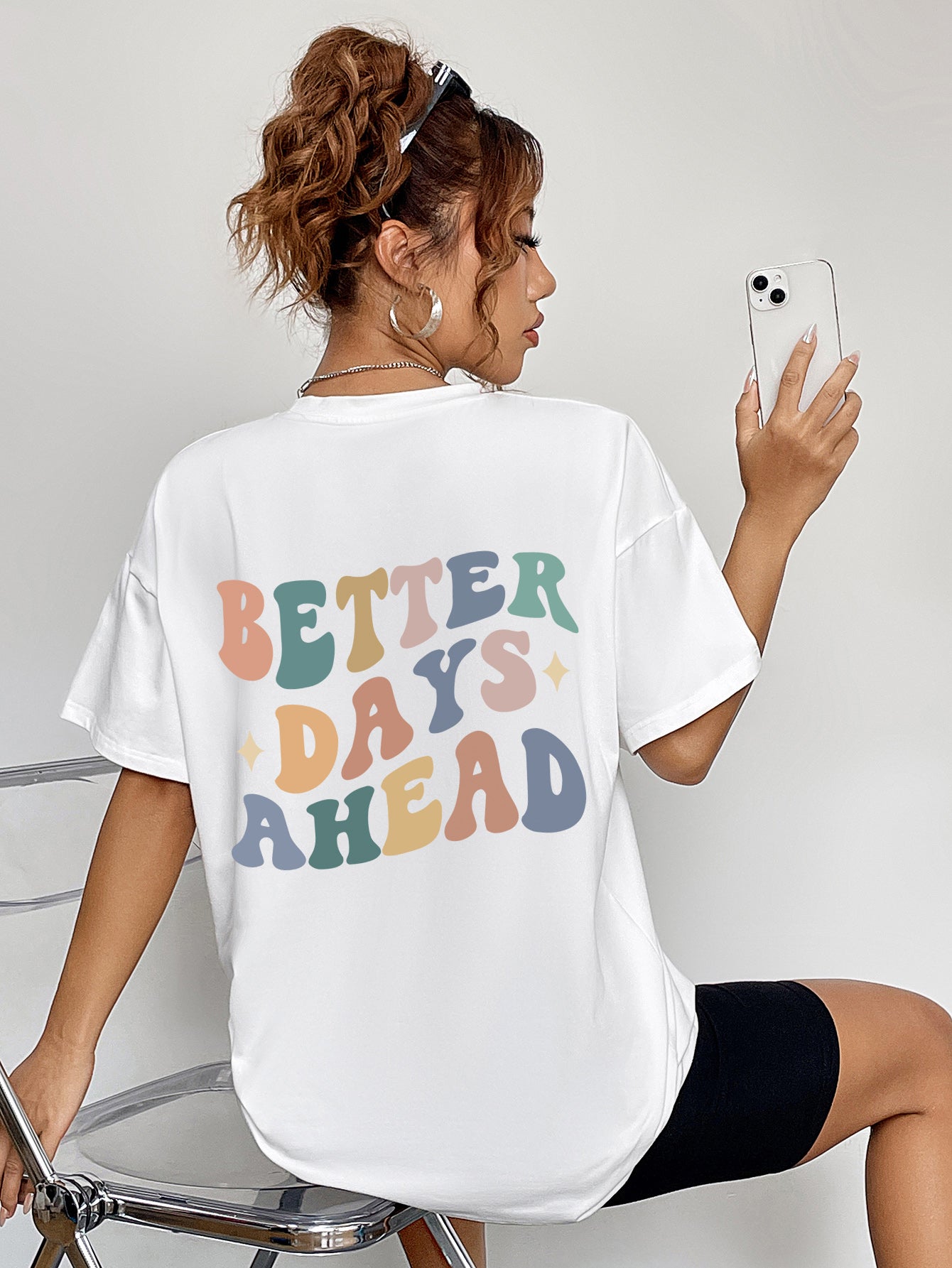 BETTER DAYS AHEAD Round Neck T-Shirt-Angel Casuals