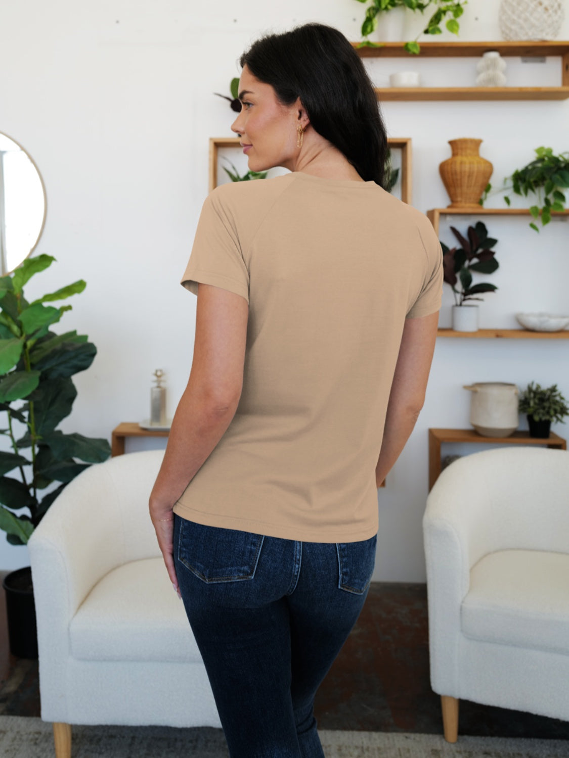 FAM-FAM Round Neck Short Sleeve T-Shirt-Angel Casuals