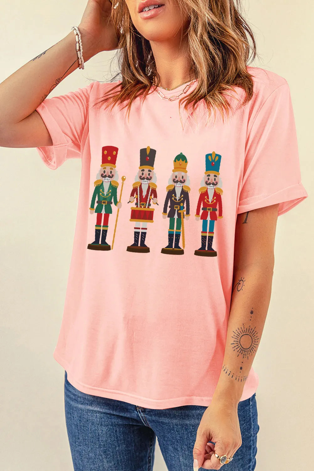 Nutcracker Round Neck Short Sleeve T-Shirt-Angel Casuals