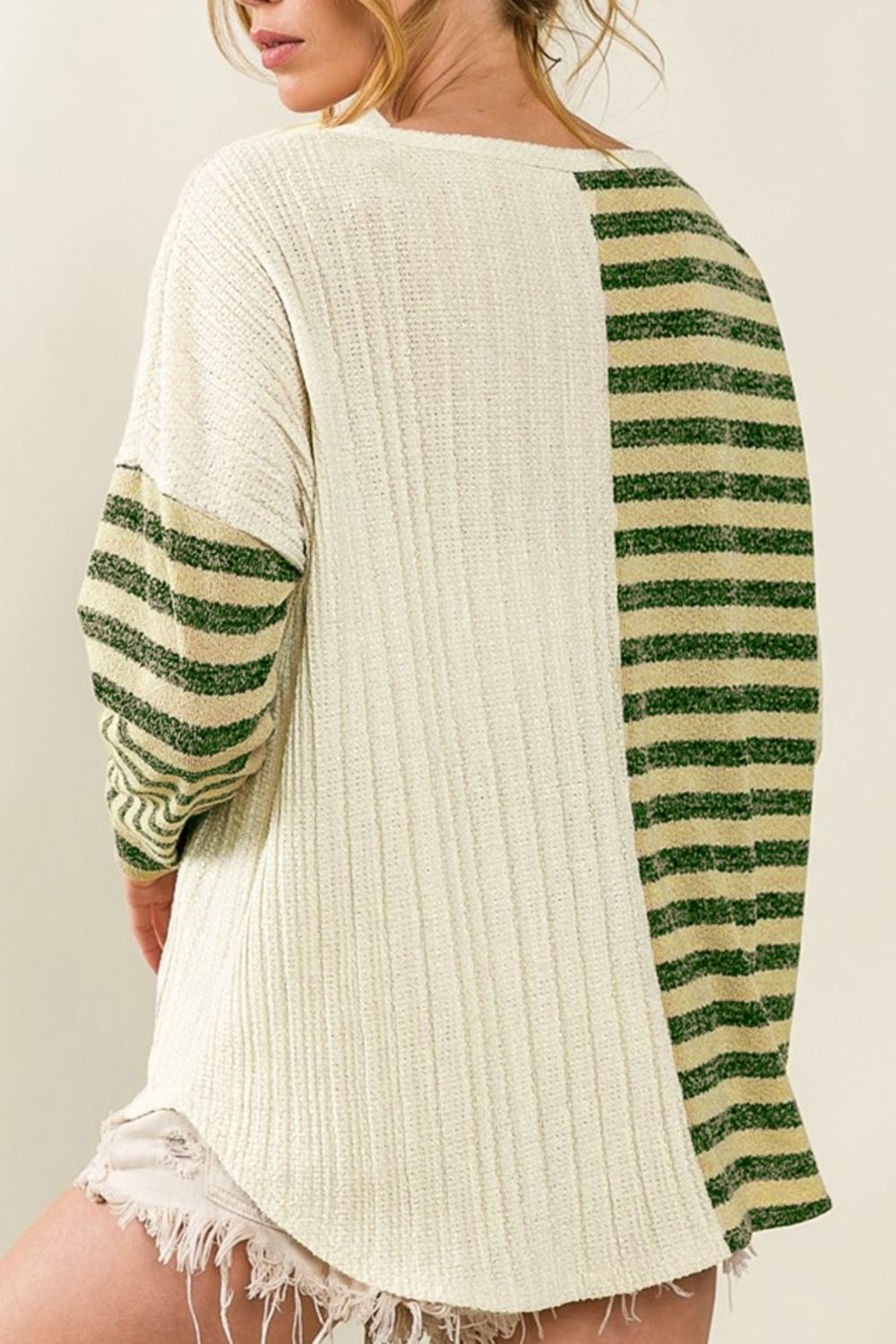 Striped Round Neck Long Sleeve Top-Angel Casuals