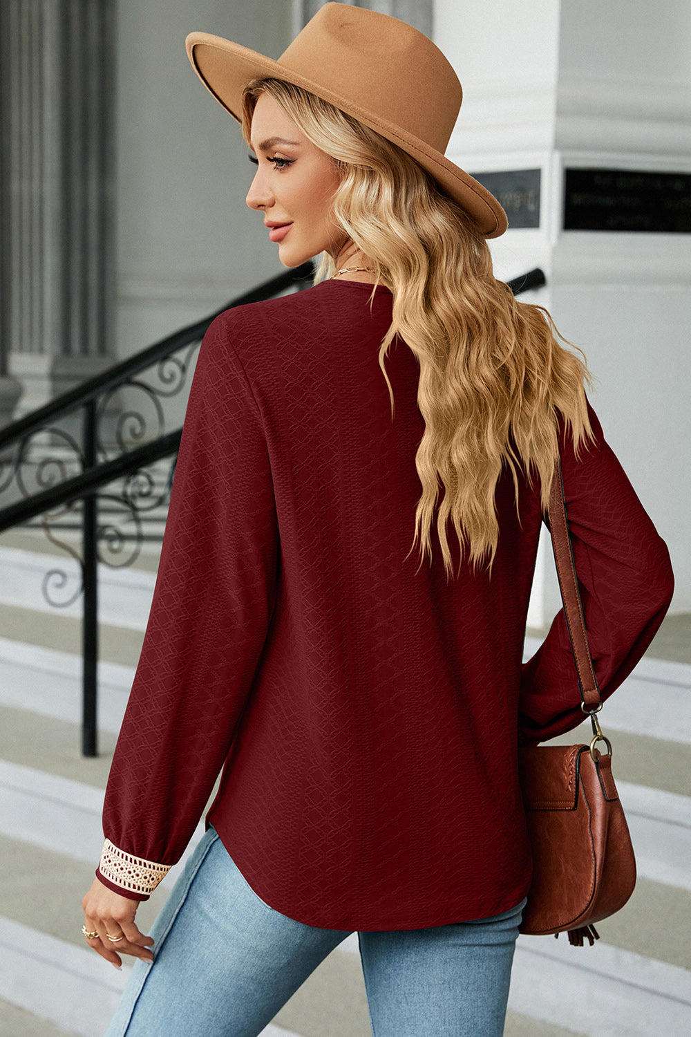 V-Neck Long Sleeve T-Shirt-Angel Casuals