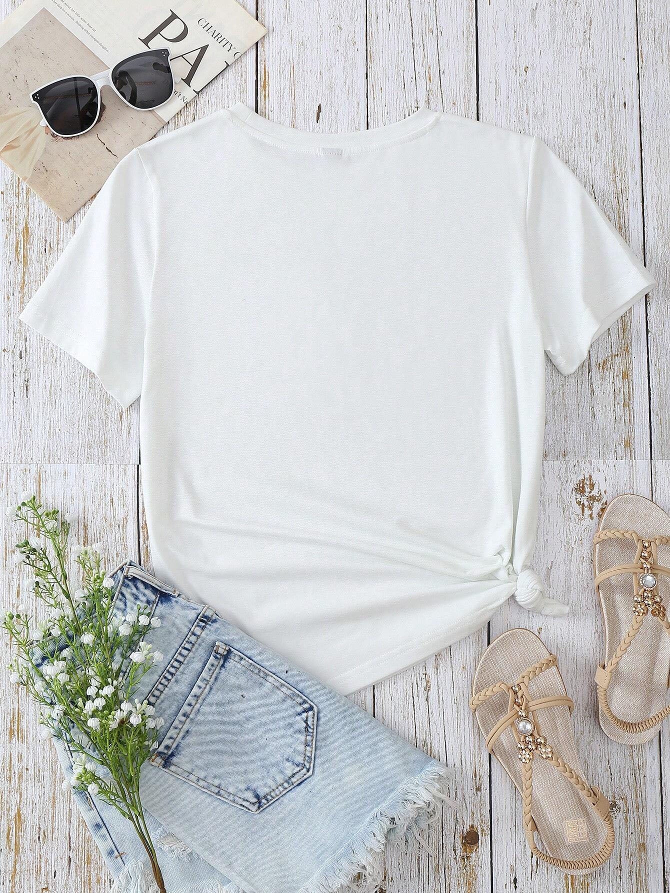 Heart Round Neck Short Sleeve T-Shirt-Angel Casuals