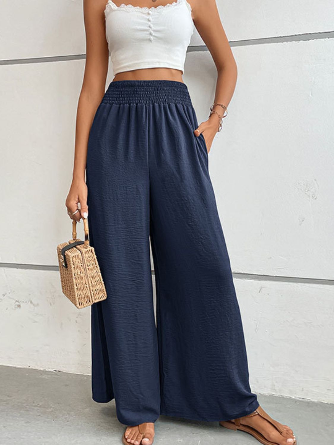 Wide Waistband Relax Fit Long Pants-Angel Casuals