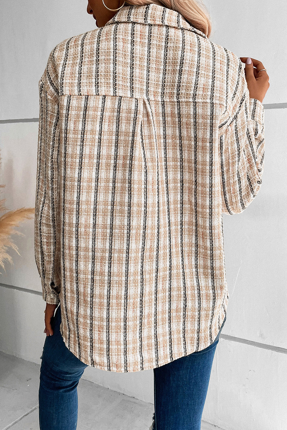 Perfee Pocketed Button Up Collared Neck Jacket-Angel Casuals