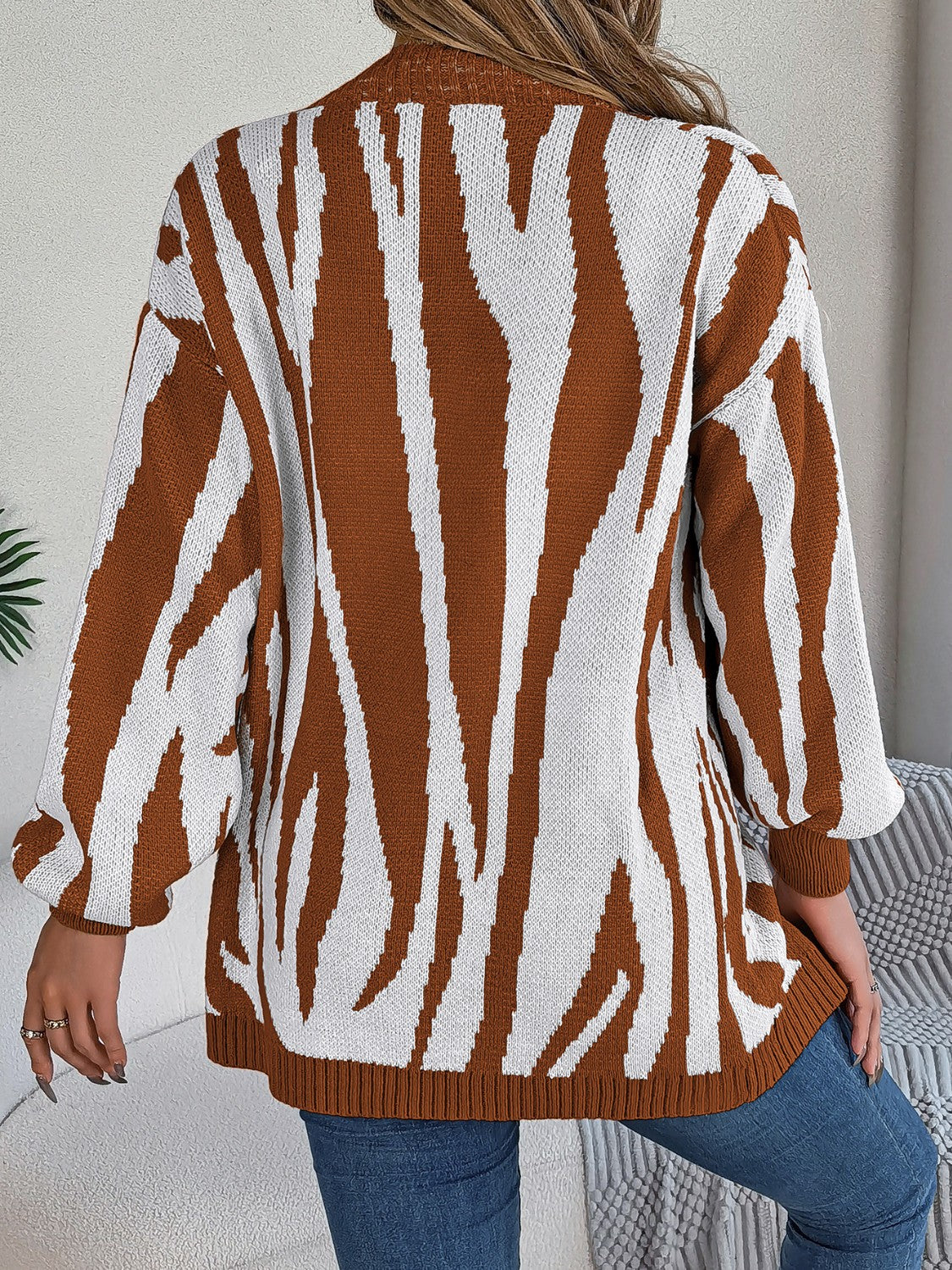Open Front Animal Print Cardigan-Angel Casuals
