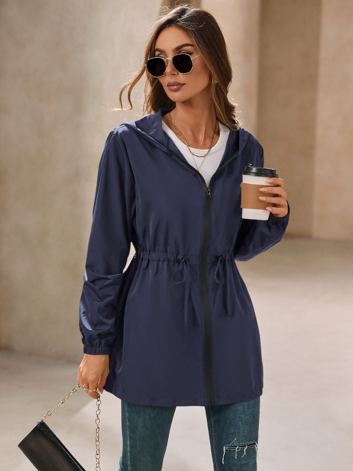 Ivy Lane Outdoor Waterproof Long Sleeve Hooded Windbreaker-Angel Casuals