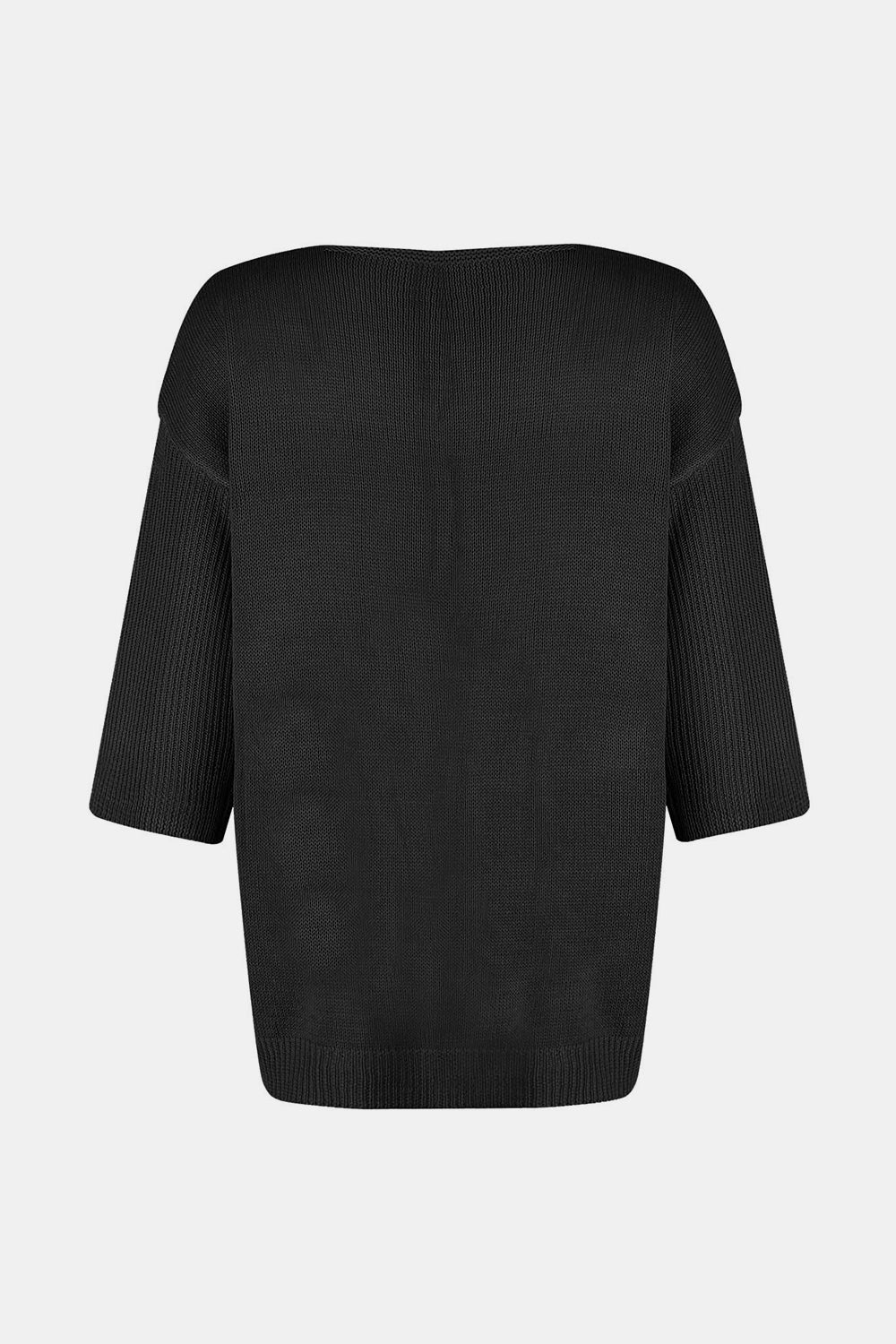 V-Neck Three-Quarter Sleeve Knit Top-Angel Casuals