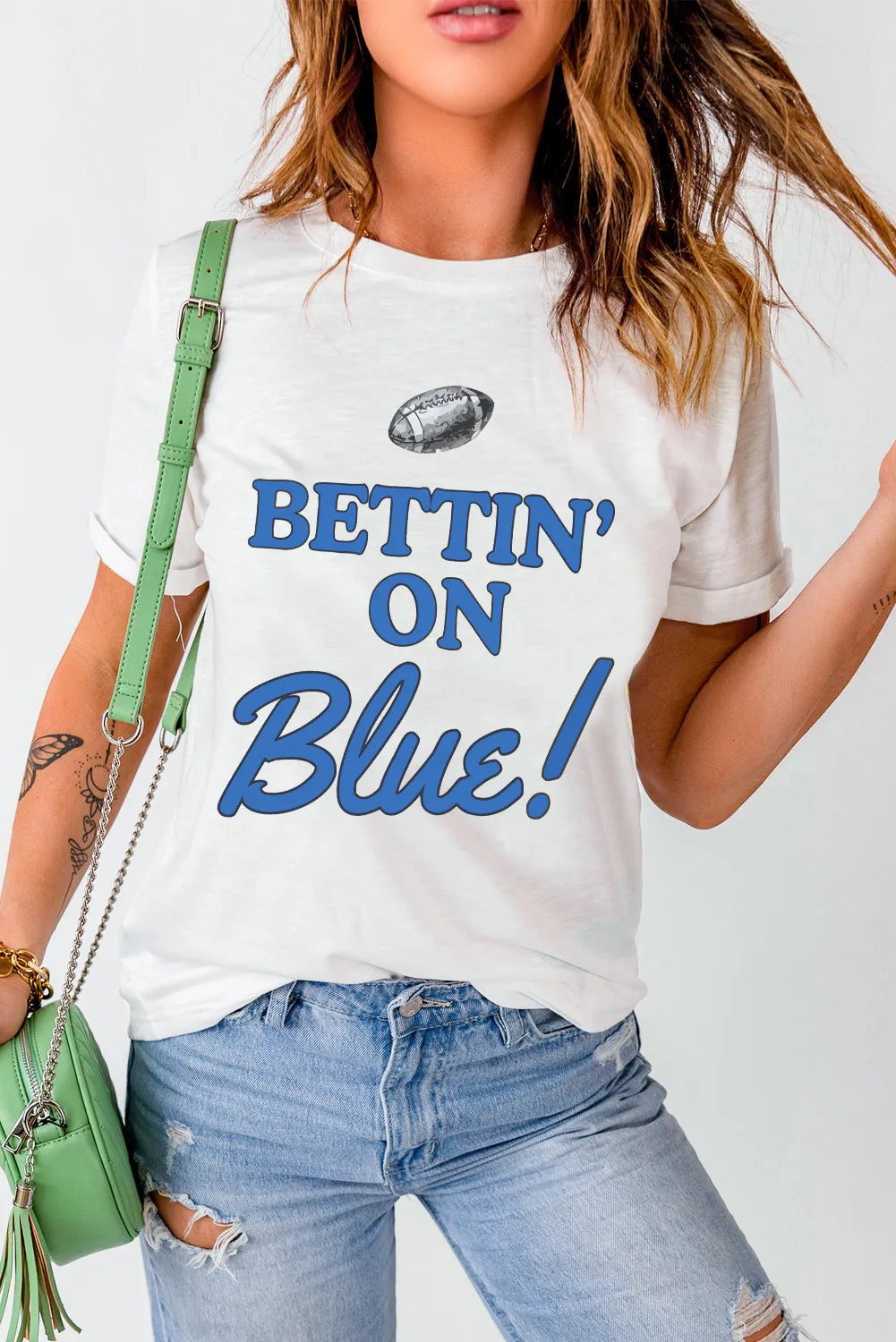 Letter Graphic Round Neck Short Sleeve T-Shirt-Angel Casuals