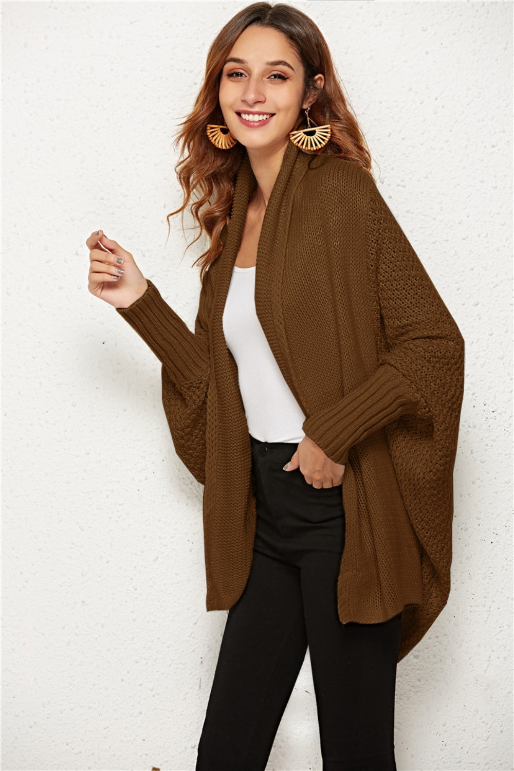 Angel Wings Open Front Batwing Sleeve Cardigan-Angel Casuals