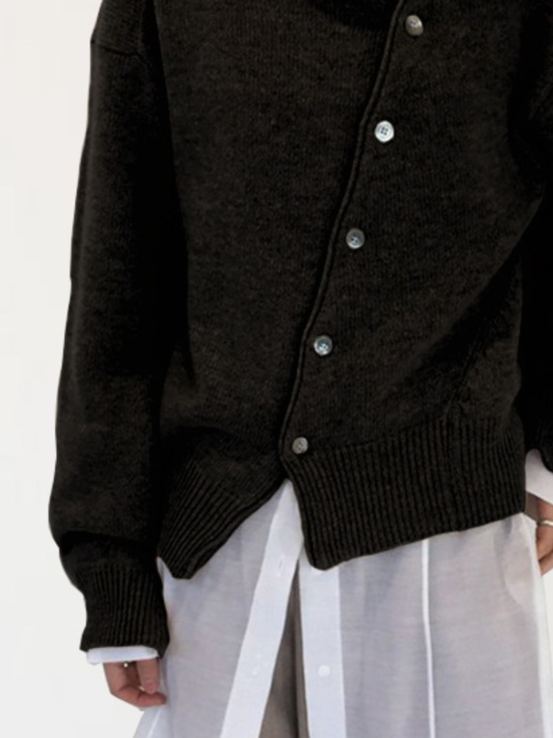 Dropped Shoulder Buttoned Cardigan-Angel Casuals