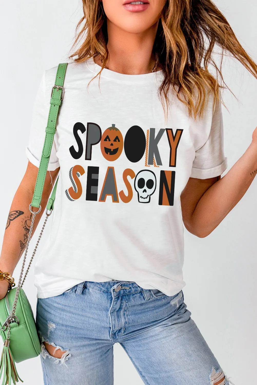 Letter Graphic Round Neck Short Sleeve T-Shirt-Angel Casuals