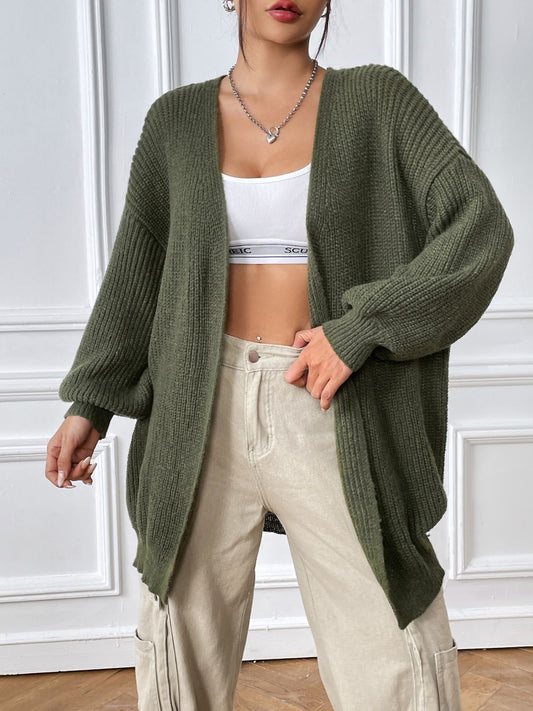 Open Front Long Sleeve Cardigan-Angel Casuals