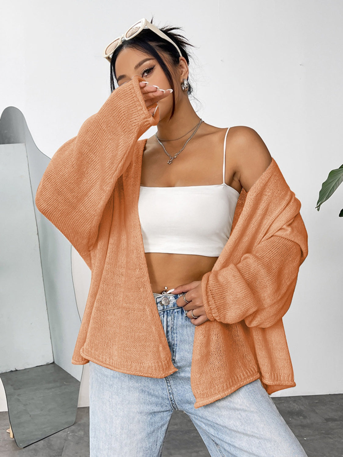 Open Front Dropped Shoulder Cardigan-Angel Casuals