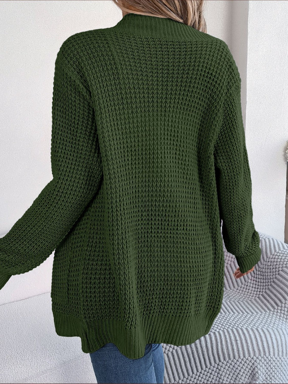 Open Front Long Sleeve Cardigan with Pockets-Angel Casuals