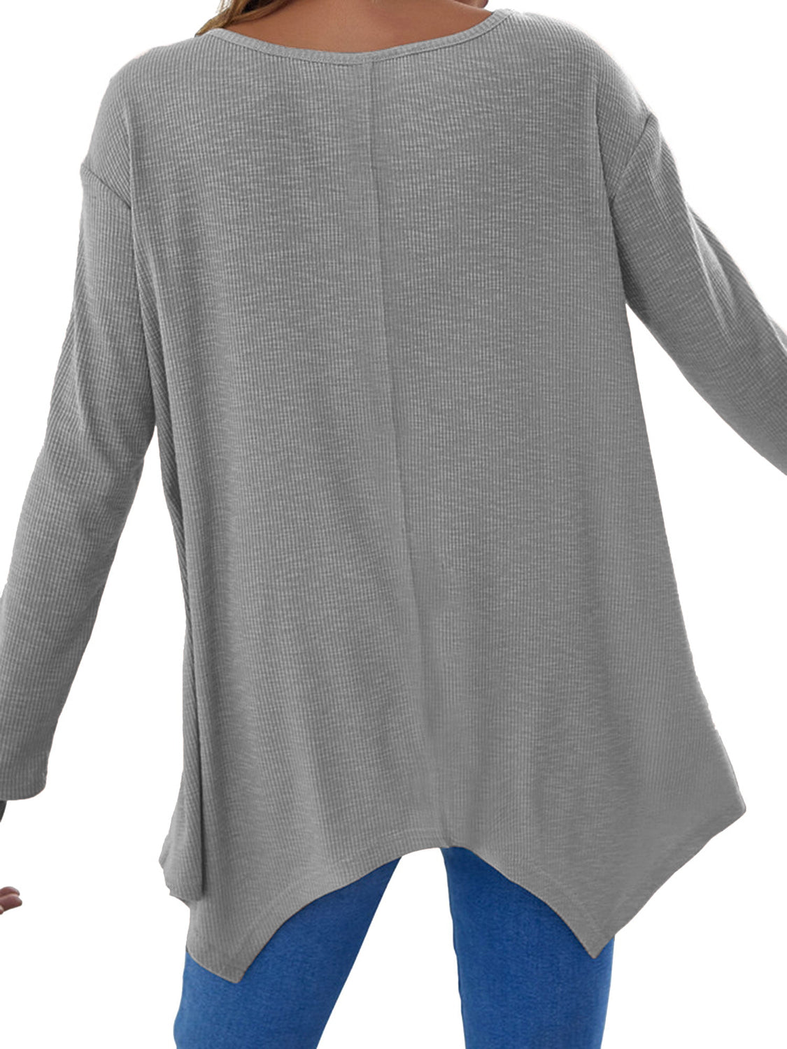 Full Size V-Neck Long Sleeve T-Shirt-Angel Casuals