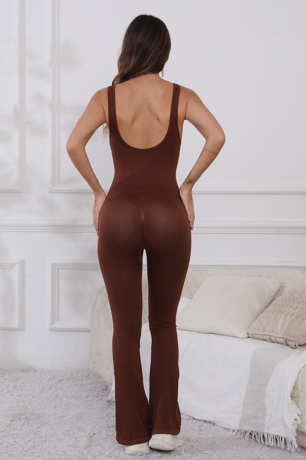 Scoop Neck Wide Strap Active Jumpsuit-Angel Casuals