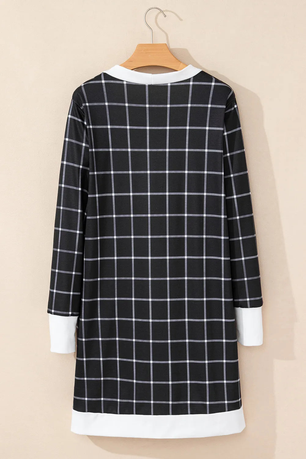 Plaid Open Front Long Sleeve Cover Up-Angel Casuals