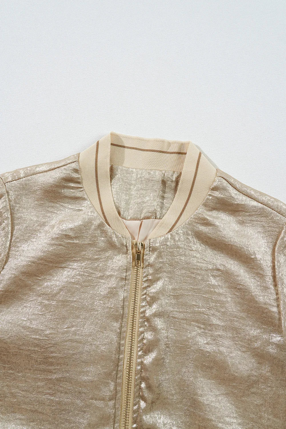 Baseball Collar Zip Up Long Sleeve Jacket-Angel Casuals