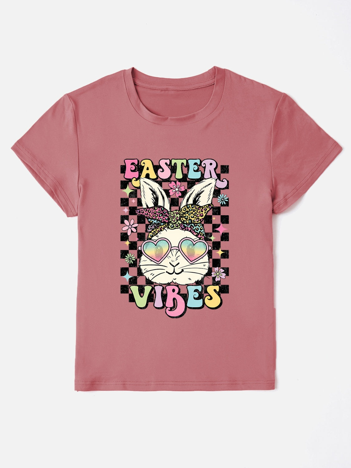 EASTER VIBES Round Neck Short Sleeve T-Shirt-Angel Casuals