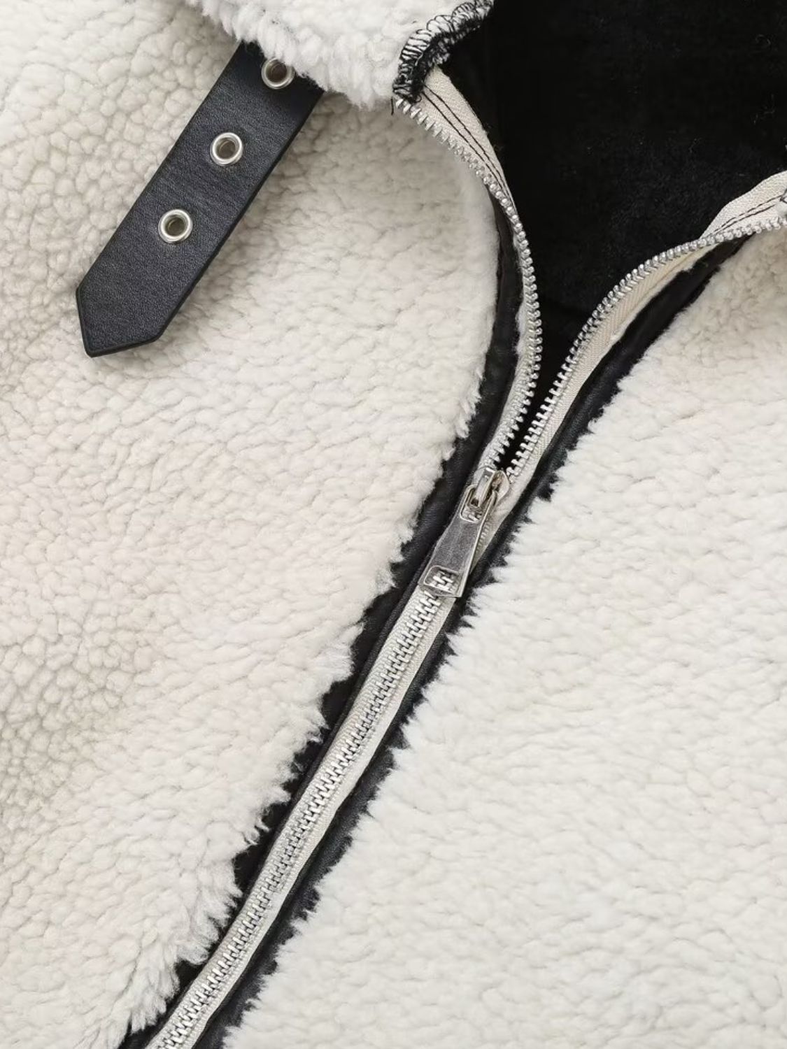 Zip Up Long Sleeve Sherpa Jacket-Angel Casuals