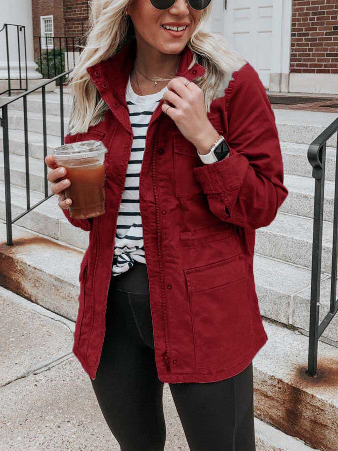 Pocketed Long Sleeve Zip Up Jacket-Angel Casuals