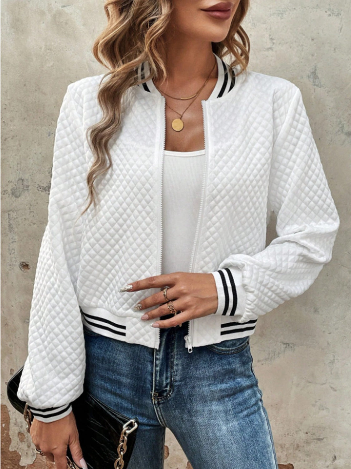 Zip Up Long Sleeve Jacket-Angel Casuals