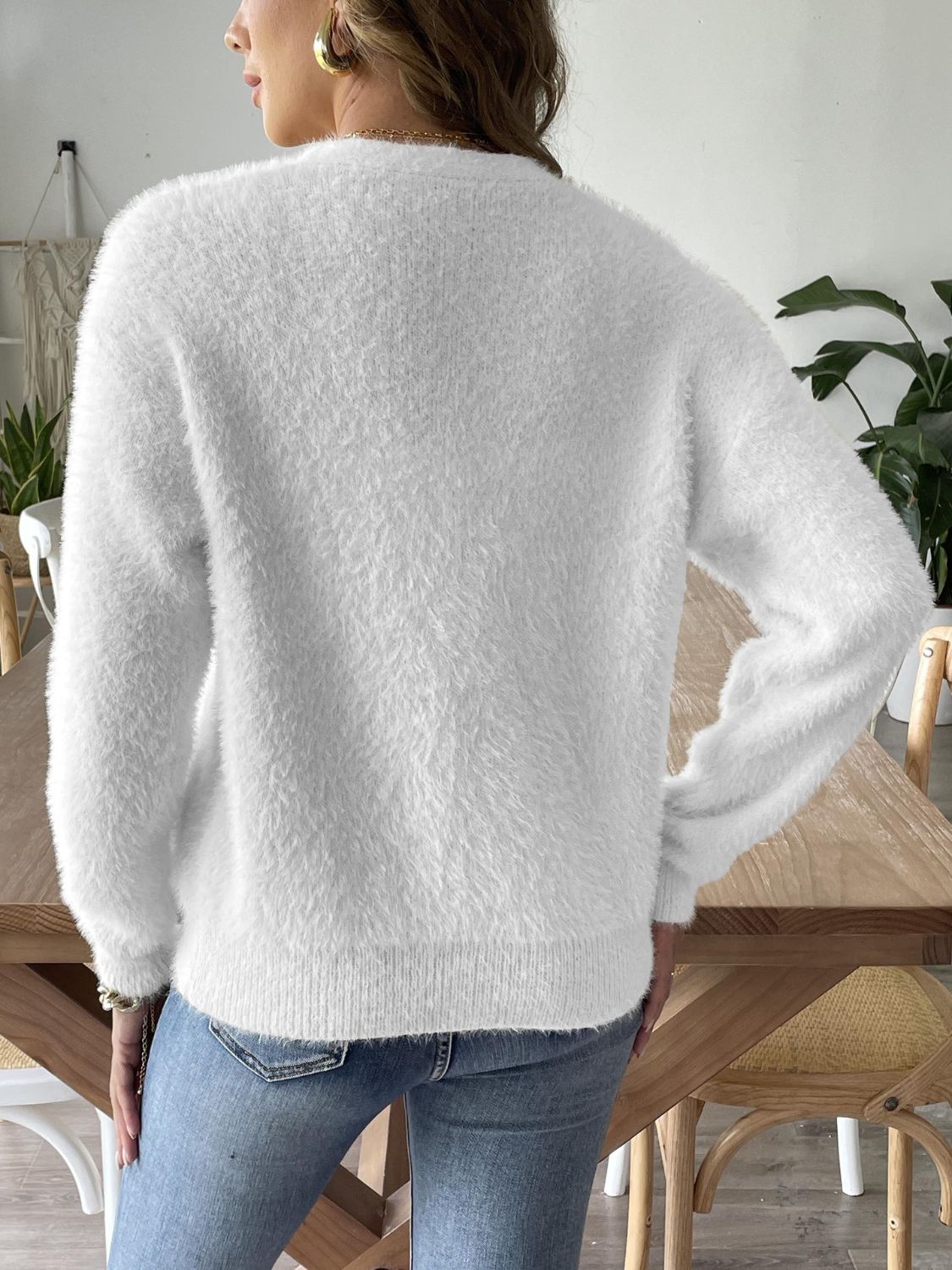 Button Up V-Neck Long Sleeve Cardigan-Angel Casuals