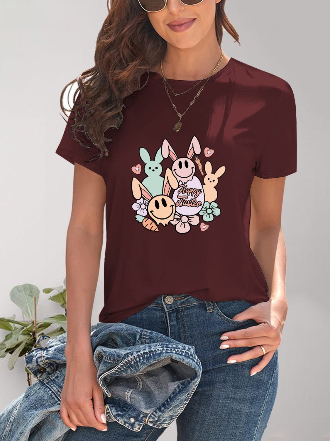 Graphic Round Neck Short Sleeve T-Shirt-Angel Casuals