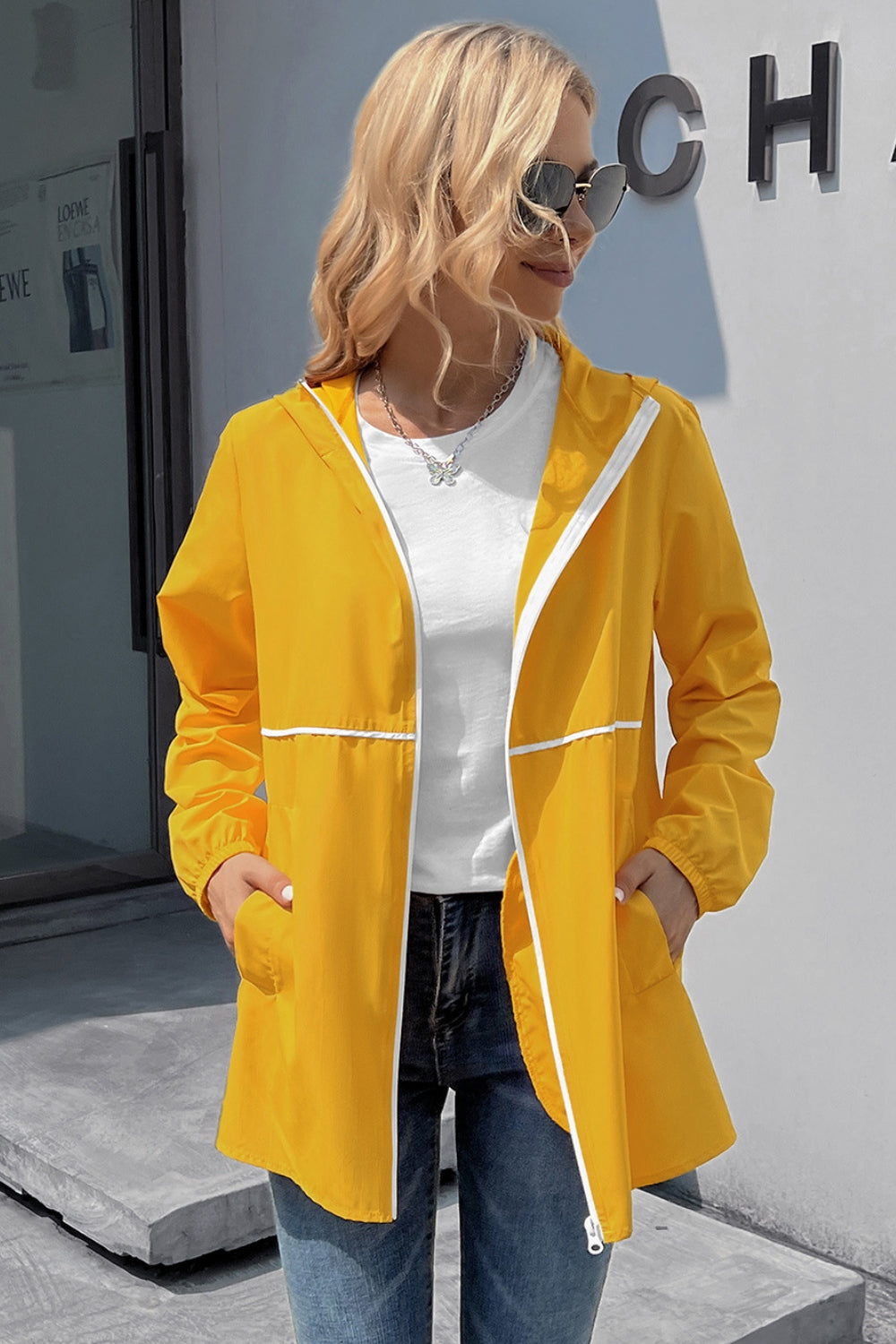 Ivy Lane Zip Up Long Sleeve Hooded Watertight Jacket-Angel Casuals