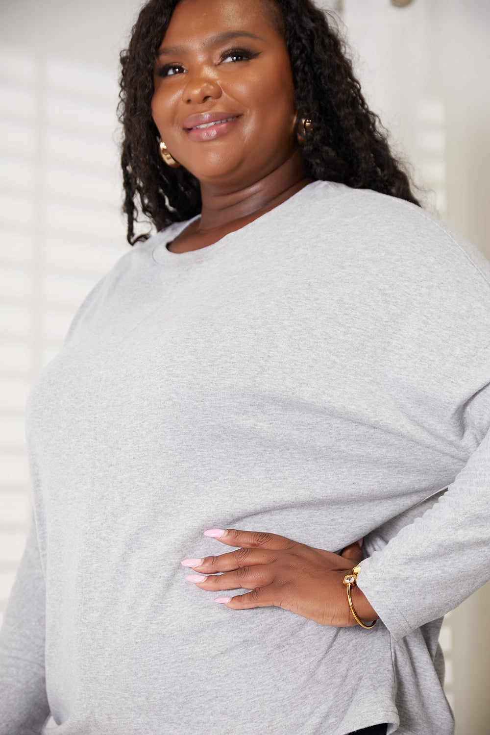 Double Take Seam Detail Round Neck Long Sleeve Top-Angel Casuals