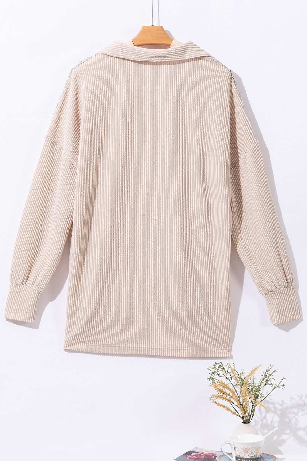 Sequin Button Up Dropped Shoulder Jacket-Angel Casuals