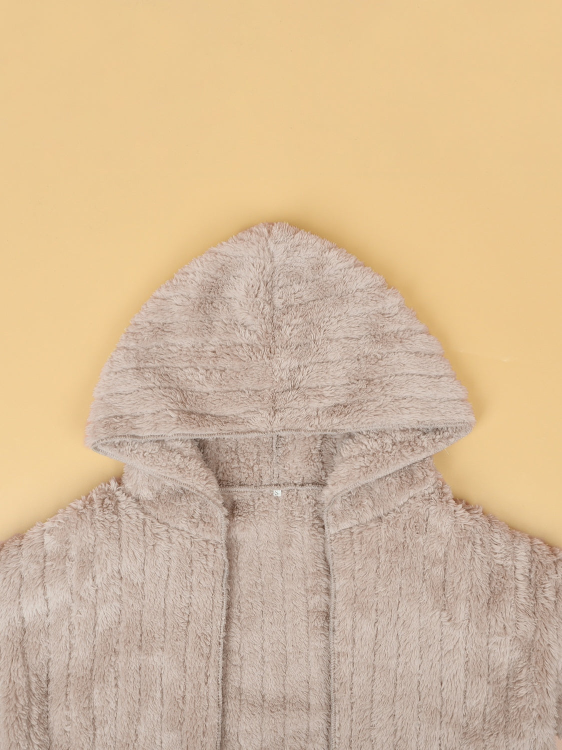 Plus Size Open Front Long Sleeve Hooded Fuzzy Jacket-Angel Casuals