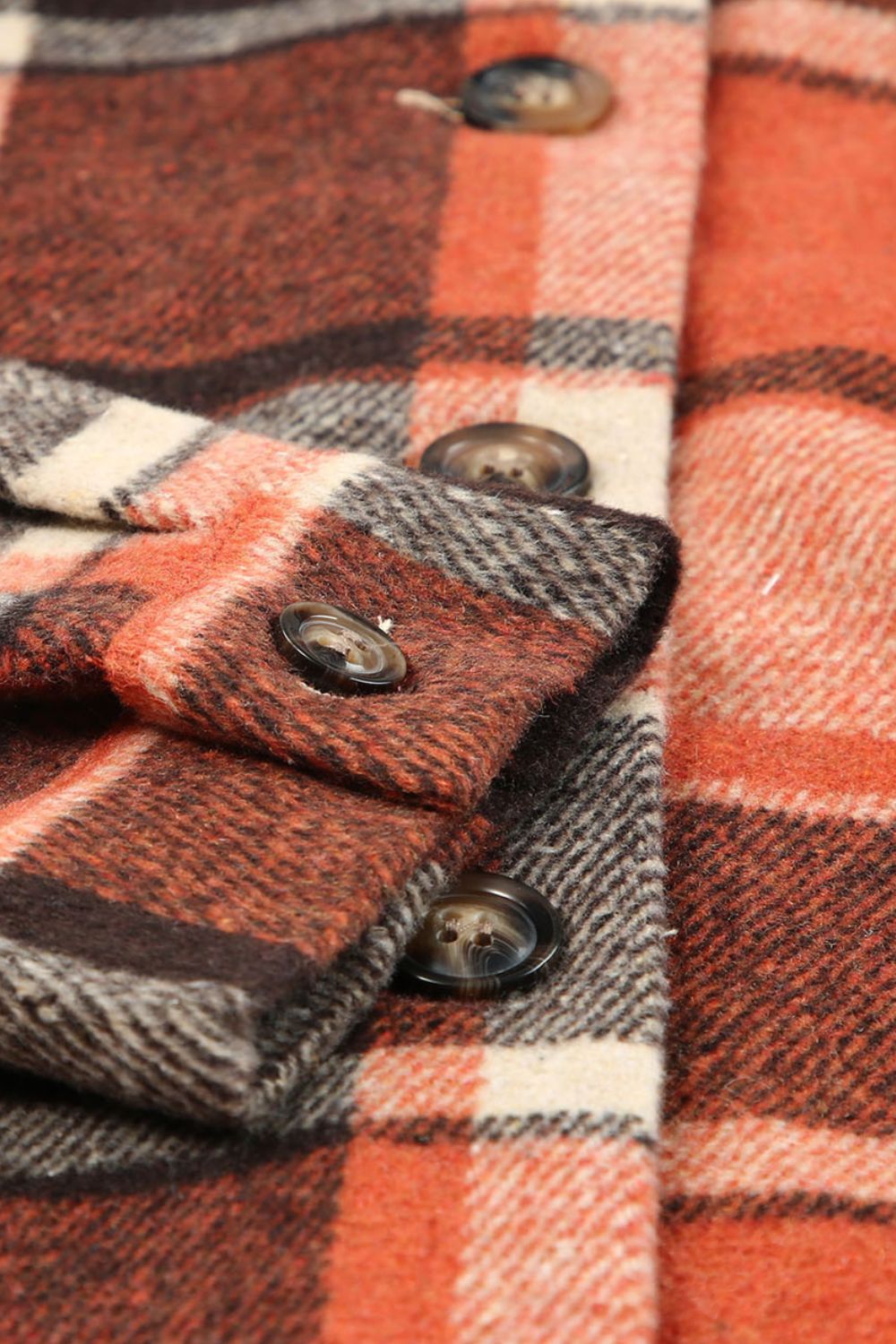 Plaid Button Up Hooded Shacket-Angel Casuals