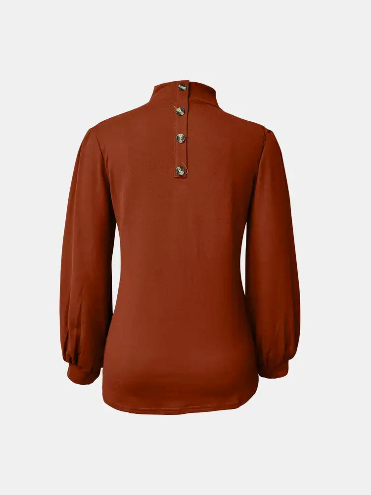 Full Size Mock Neck Long Sleeve T-Shirt-Angel Casuals
