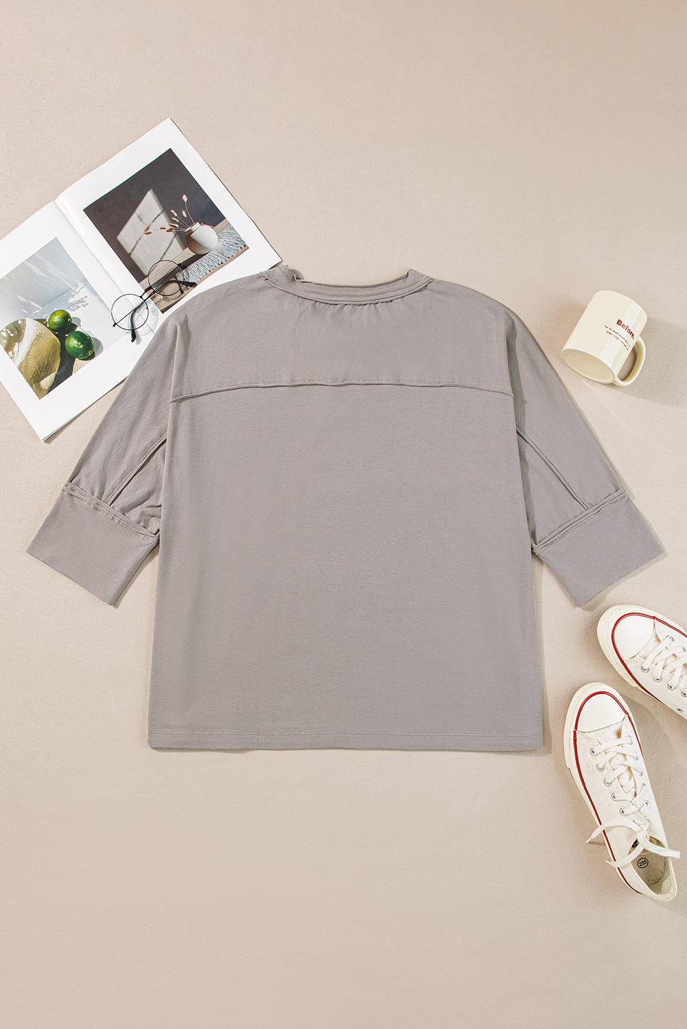 Star Applique Round Neck T-Shirt-Angel Casuals