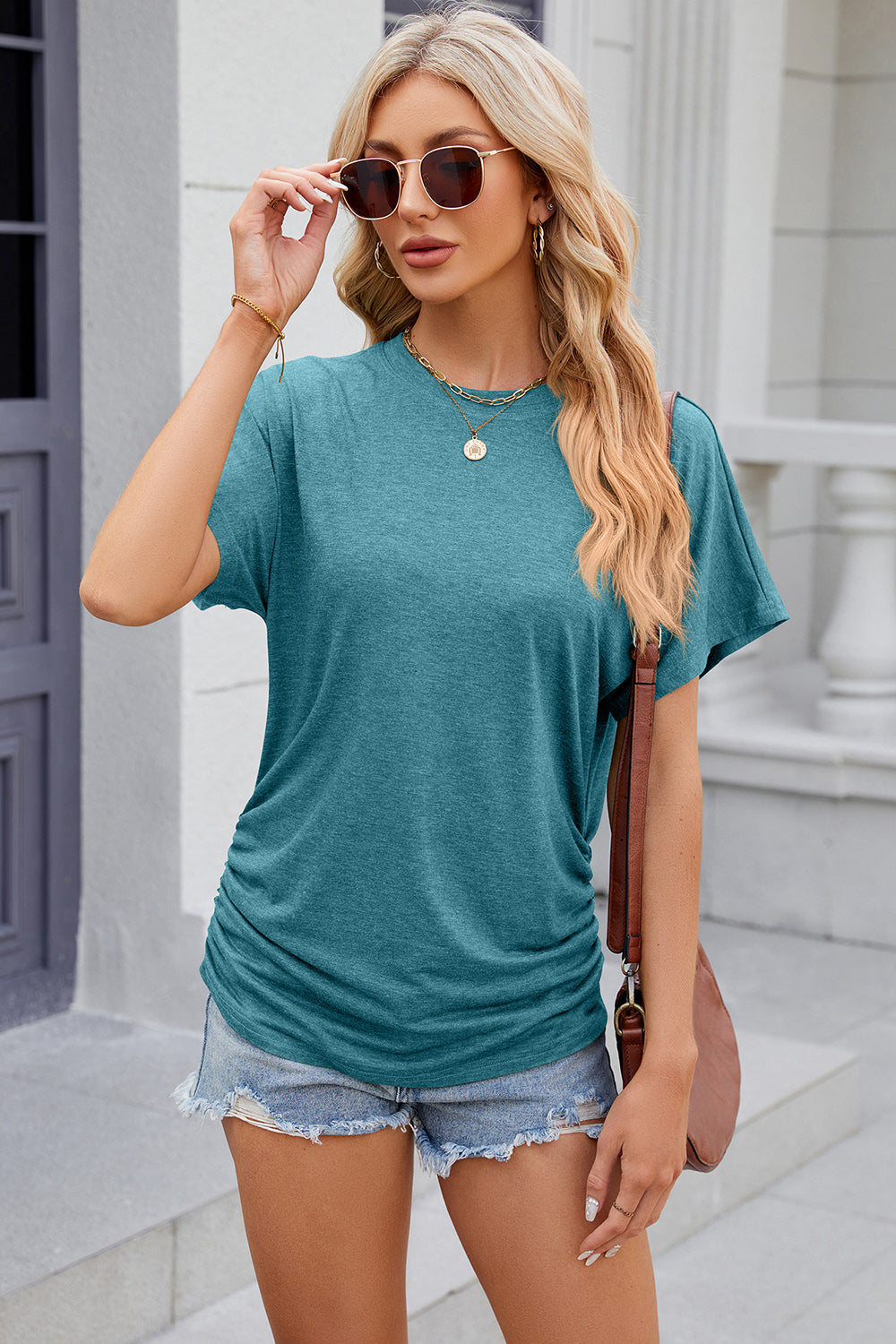 Round Neck Flutter Sleeve T-Shirt-Angel Casuals
