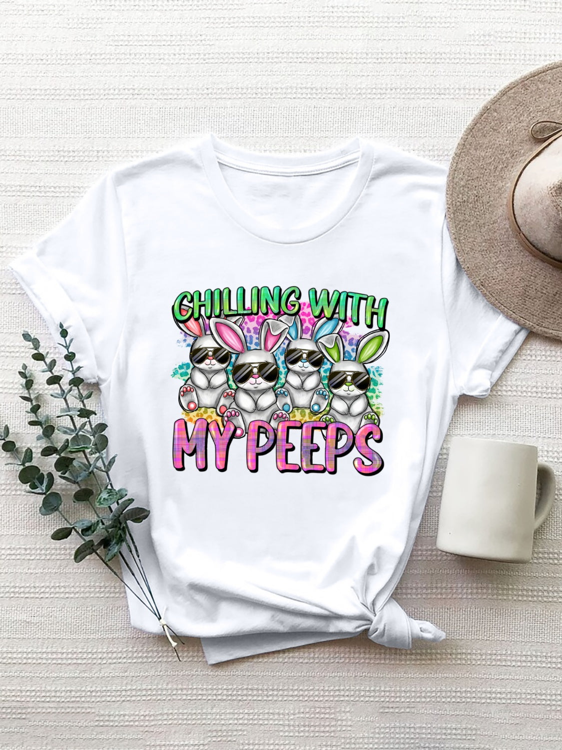 CHILLING WITH MY PEEPS Round Neck T-Shirt-Angel Casuals