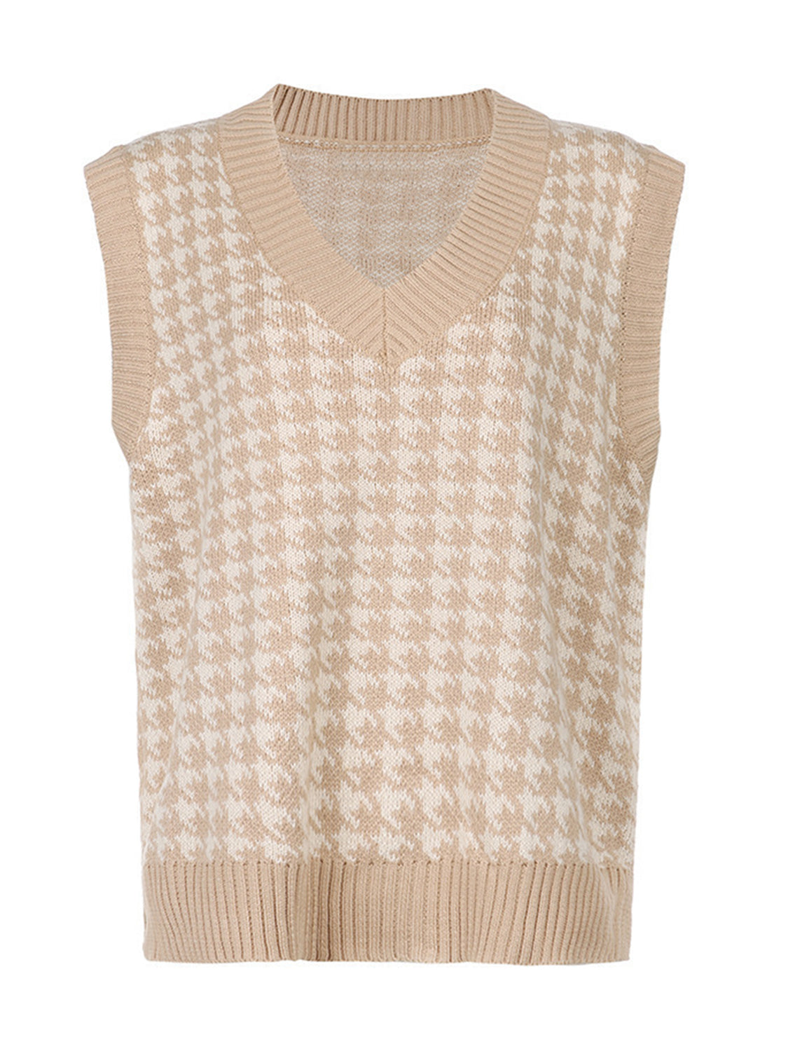 Houndstooth V-Neck Sweater Vest-Angel Casuals