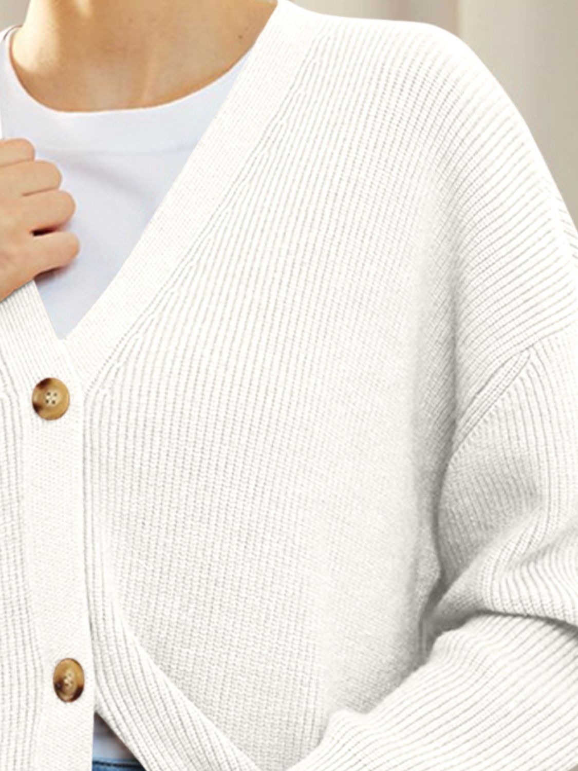 Button Down V-Neck Long Sleeve Cardigan-Angel Casuals