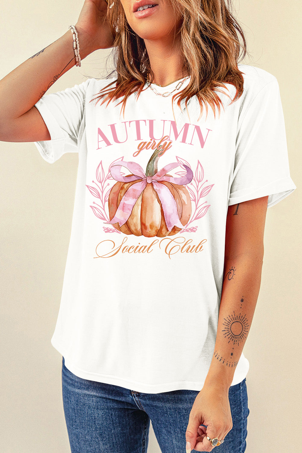 Pumpkin Graphic Round Neck Short Sleeve T-Shirt-Angel Casuals