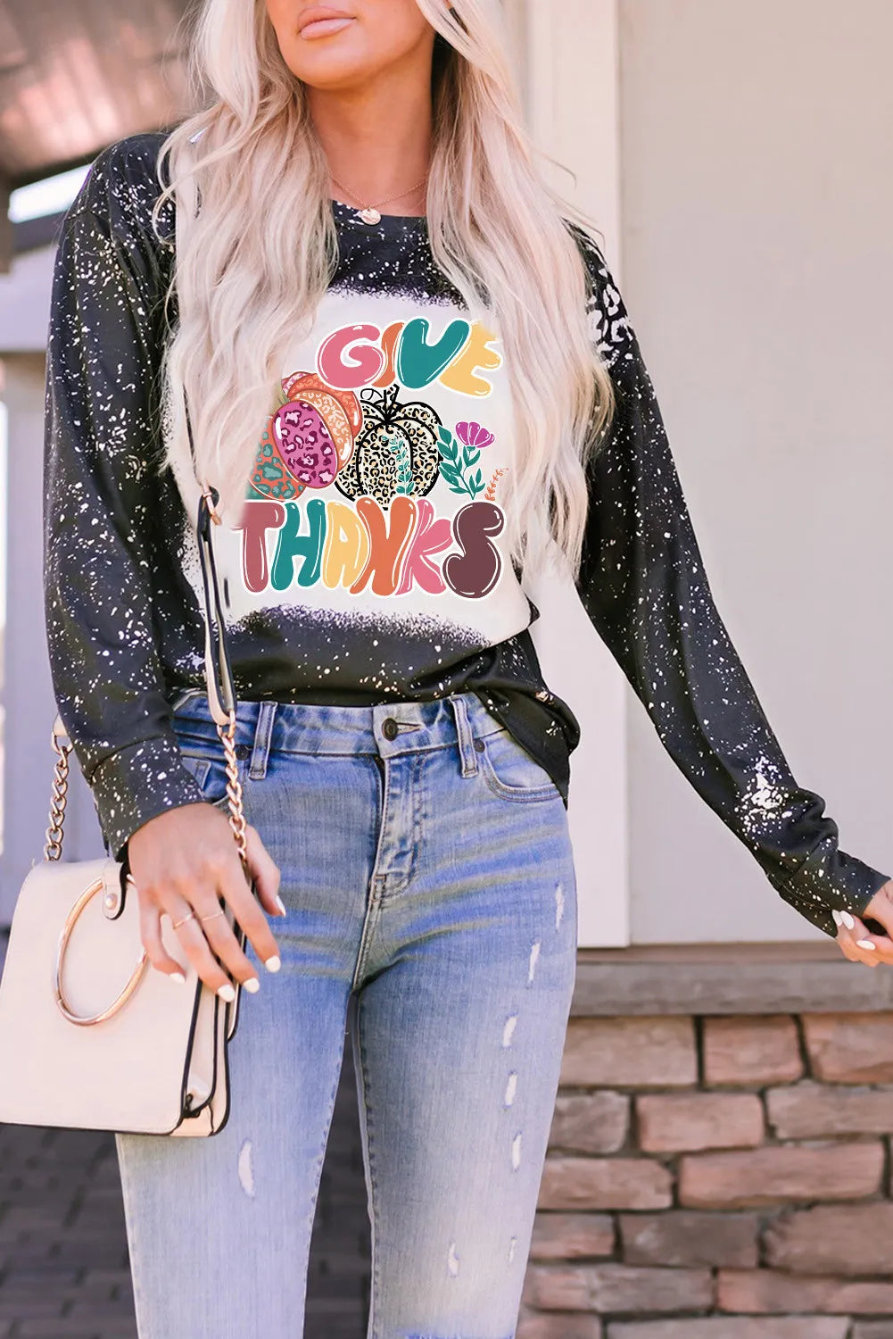 Pumpkin Graphic Round Neck Long Sleeve T-Shirt-Angel Casuals