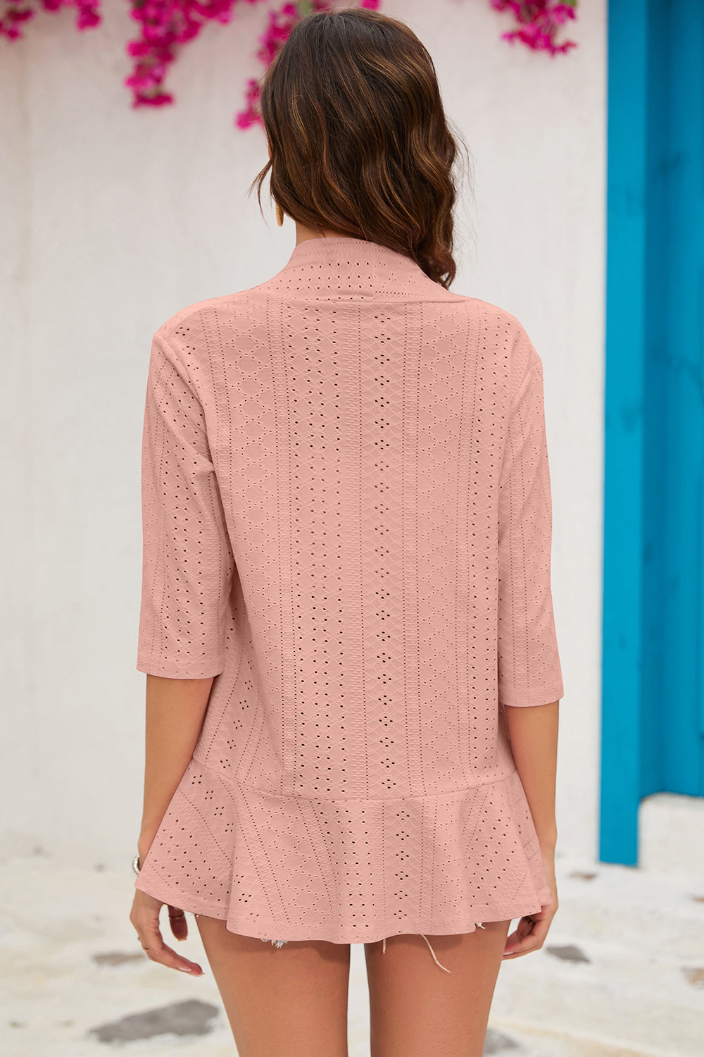 Eyelet Open Front Cardigan-Angel Casuals