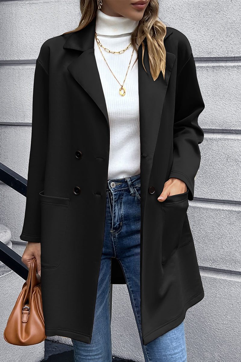 Lapel Collar Long Sleeve Blazer-Angel Casuals