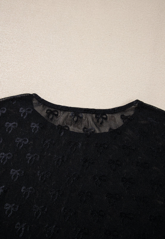 Bow Round Neck Long Sleeve Top-Angel Casuals