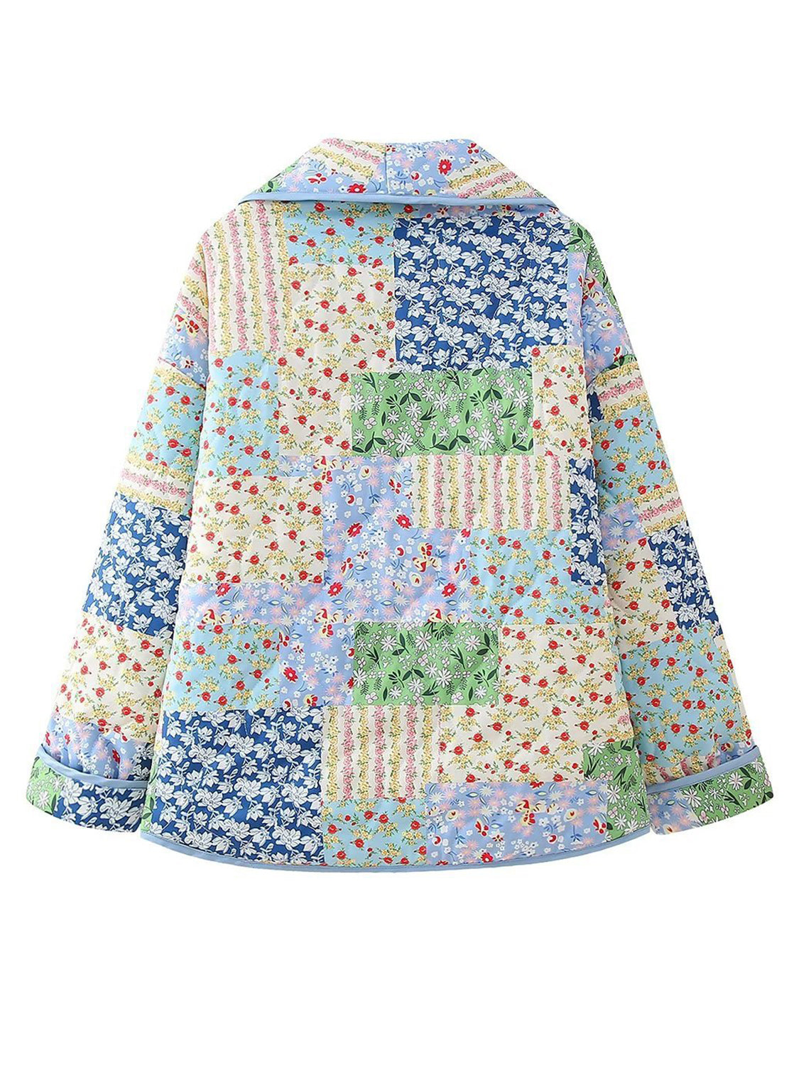 Printed Patchwork Open Front Cardigan with Pockets-Angel Casuals