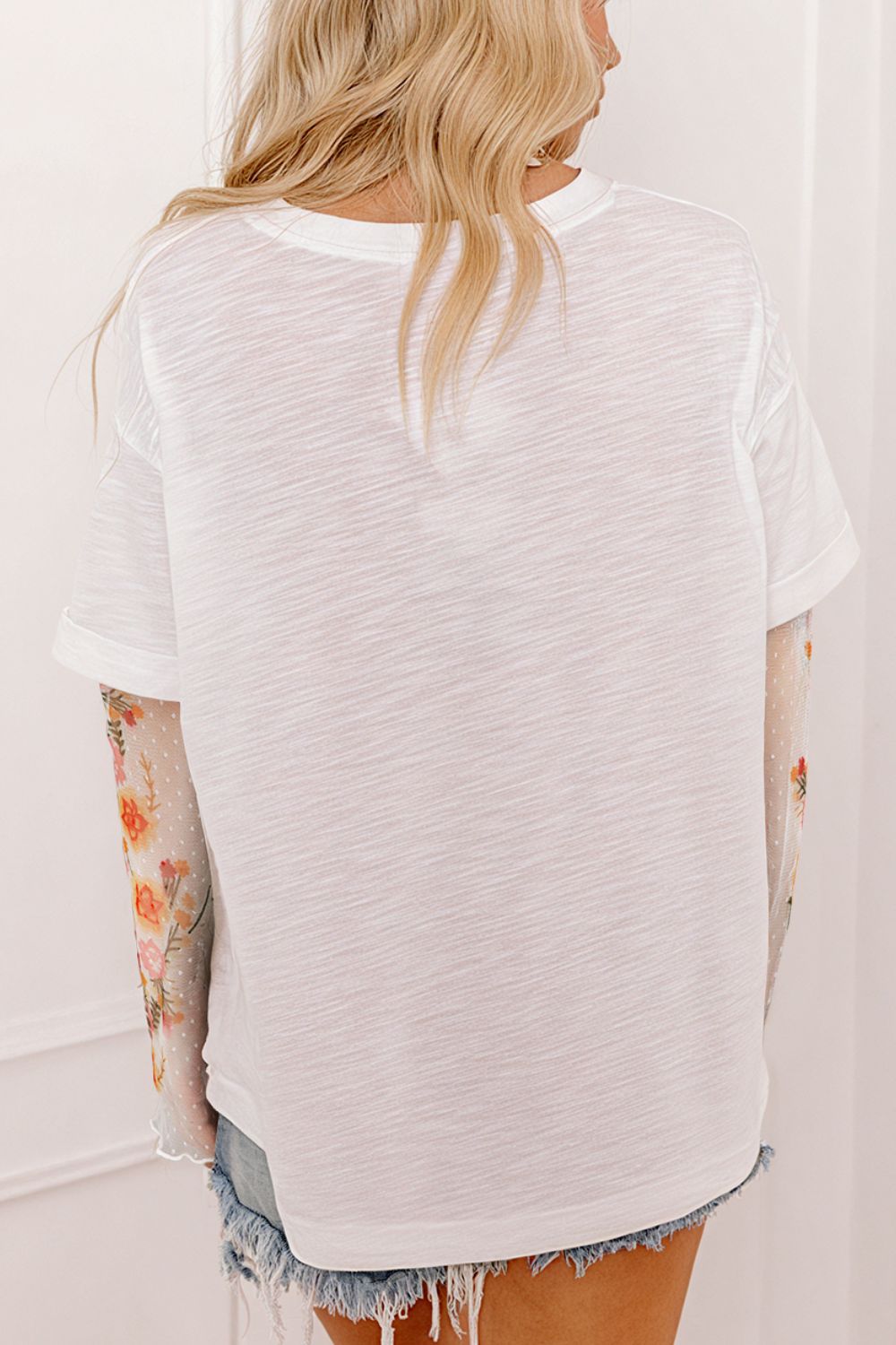 Faux Two Piece Floral Long Sleeve Patchwork Top-Angel Casuals