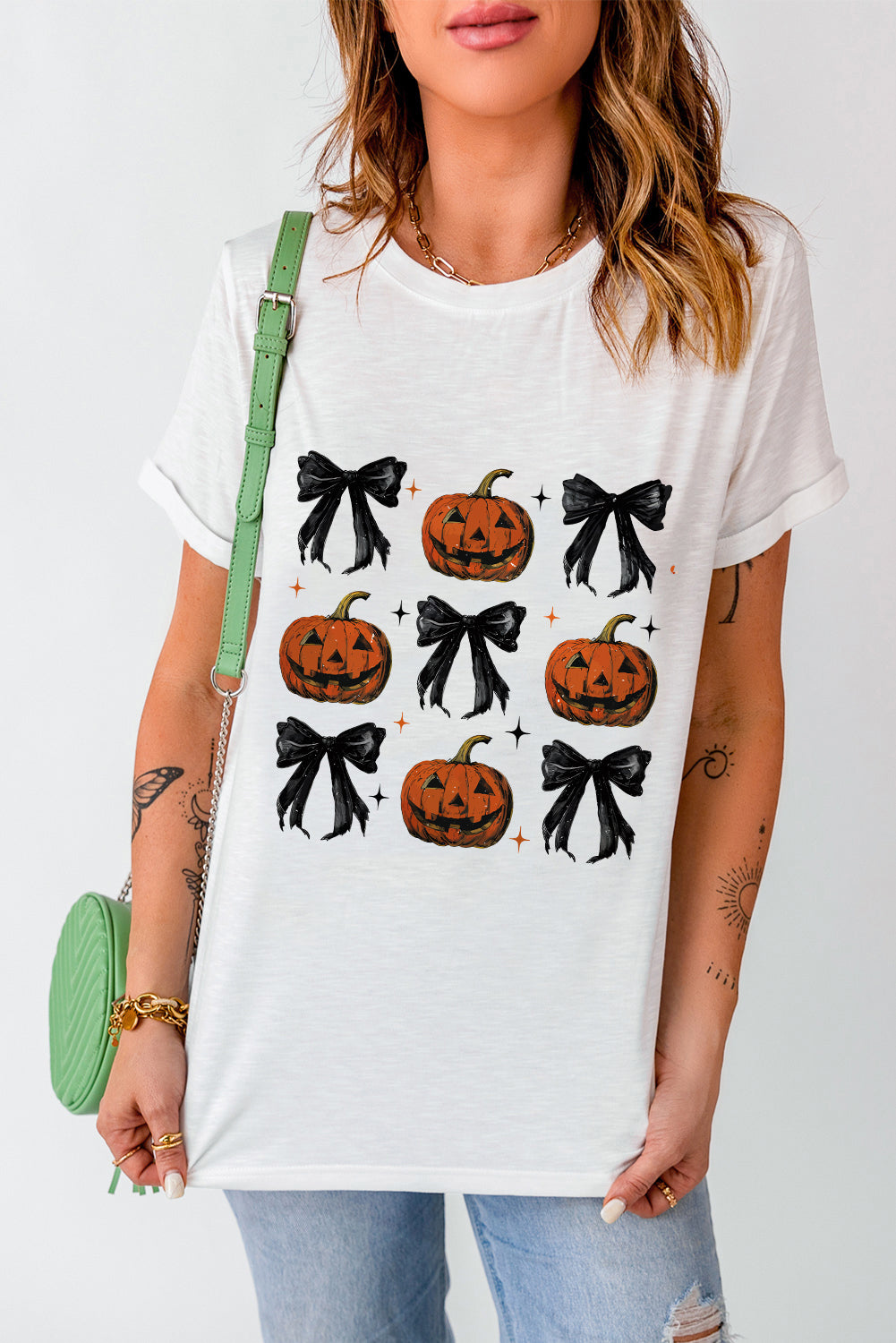 Pumpkin Round Neck Short Sleeve T-Shirt-Angel Casuals