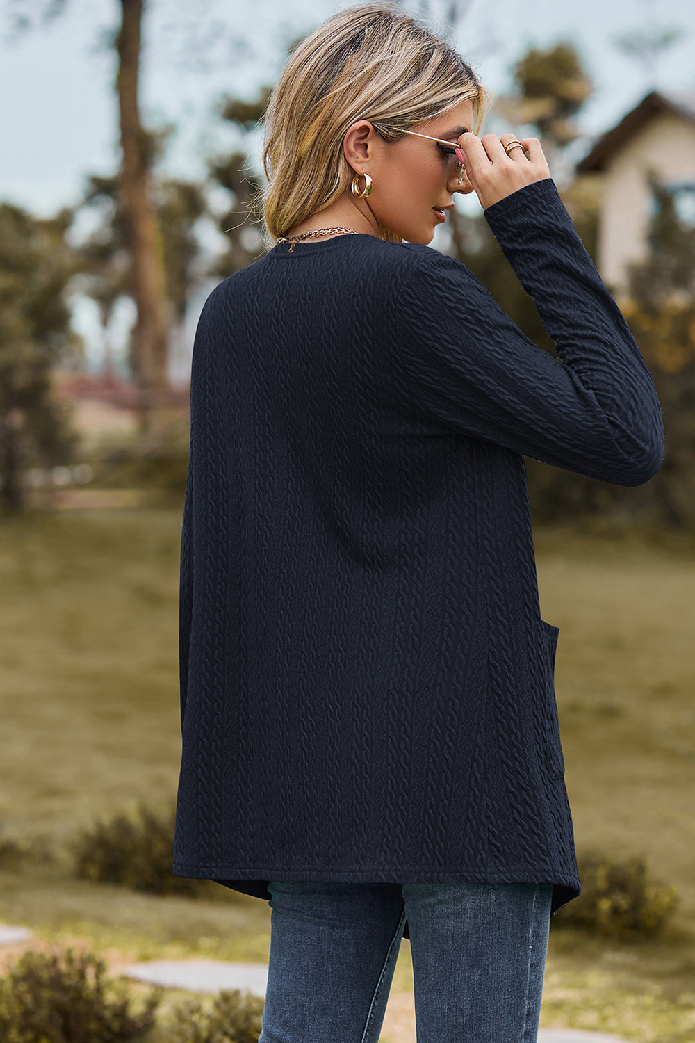 Open Front Long Sleeve Cardigan-Angel Casuals